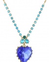 Betsey Johnson Iconic Blue Lagoon Crystal Heart Pendant Necklace