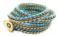 Alluring Isis Gold Bead on Turquoise Leather Wrap Bracelet, 39 Extra Long 5x Wrap Bracelet Alluring Isis Gold Bead on Turquoise Leather Wrap Bracelet, 39 Extra Long 5x Wrap Bracelet