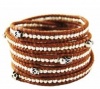 Chan Luu Silver Sterling Skull Wrap Bracelet on Red Brown Leather