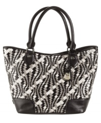 Make this exquisite Cole Haan leather tote with a go-anywhere attitude your new seasonal favorite. The mod woven pattern, custom hardware and generous interior offer everything you need to transport all your essentials in style. Make this exquisite Cole Haan leather tote with a go-anywhere attitude your new seasonal favorite. The mod woven pattern, custom hardware and generous interior offer everything you need to transport all your essentials in style.