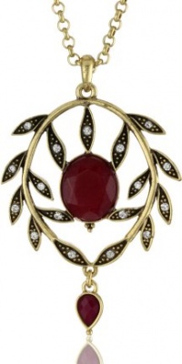Lucky Brand Smokey Mountain Gold-Tone Pave Leaf Pendant Necklace Lucky Brand Smokey Mountain Gold-Tone Pave Leaf Pendant Necklace