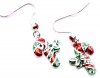 Super Cute Crystal Dangling Candy Cane Charm Earrings Accented with Clear and Red Crystals- Silver Rhodium Plated - Christmas Winter Fashion Jewelry