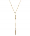 Fierceness reigns. At the center of this chain from RACHEL Rachel Roy lies a snake, grasping onto a pendant. Crafted from gold-tone mixed metal and accented with glass stones, this necklace brings an element of danger to your personal style.  Approximate length: 17-1/2 to 24 inches.