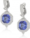 Judith Ripka Estate Estate Ascher Cut Stone Blue Sapphire Drop Earrings