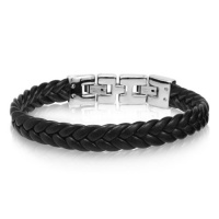 Braided Black Rubber Mens Bracelet 9mm wide with Double Stainless Steel Locking Clasp 8 1/2 inches Braided Black Rubber Mens Bracelet 9mm wide with Double Stainless Steel Locking Clasp 8 1/2 inches