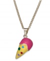 A special treat! Lily Nily's children's necklace, set in 18k gold over sterling silver, features a colorful ice cream cone pendant for a whimsical touch. Approximate length: 14 inches. Approximate drop: 3/4 inch.