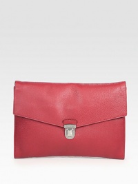 Polished and professional, crafted in Italy from pebbled calfskin leather with interior compartments and push lock closure.Flap, push lock closureInterior pocketsLeather14W x 10HMade in Italy Polished and professional, crafted in Italy from pebbled calfskin leather with interior compartments and push lock closure.Flap, push lock closureInterior pocketsLeather14W x 10HMade in Italy