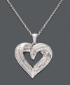 Spell your love in sparkle. This open-cut heart pendant features a smooth sterling silver setting with glittering round-and-baguette-cut diamonds (1/2 ct. t.w.). Approximate length: 18 inches. Approximate drop: 1 inch.