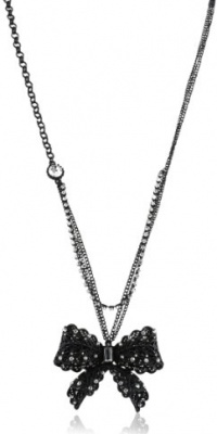 Betsey Johnson Iconic Jet Filigree Bow Long Pendant Necklace Betsey Johnson Iconic Jet Filigree Bow Long Pendant Necklace
