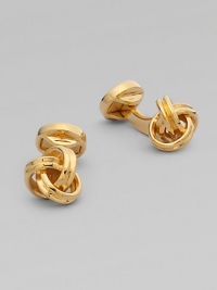 EXCLUSIVELY OURS. Tailored knots of sterling silver are available in rhodium plating or 18K gold plating.Sterling silver About ½ diam. Made in the United Kingdom EXCLUSIVELY OURS. Tailored knots of sterling silver are available in rhodium plating or 18K gold plating.Sterling silver About ½ diam. Made in the United Kingdom