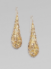 From the Miss Havisham Collection. Dazzling Swarovski crystals encrusted on goldtone teardrops. Swarovski crystalsGoldtoneDrop, about 214k gold filled French wireMade in USA