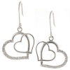 Sterling Silver Cubic Zirconia Double Open Heart Drop Earrings