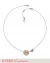 GUESS Rose Gold-Tone Pavé Rhinestone Hear, SILVER