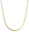 Indulge in an extra layer of luxury. Necklace features a flat herringbone chain crafted in 14k gold. Approximate length: 18 inches.