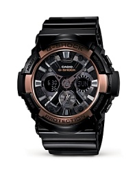 G-Shock Black and Rose Gold Wide Face Watch, 55mm G-Shock Black and Rose Gold Wide Face Watch, 55mm