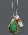 Incorporate a little bohemian inspiration. This stylish and inspirational charm pendant features a green agate slice, a believe tag, an angel wing, and an orange crystal bead. Crafted in sterling silver. Approximate length: 18 inches + 2-inch extender. Approximate drop: 1-7/8 inches.