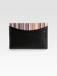 Smooth leather billfold with signature striped interior.Five card slotsLeather4W x 3HMade in Italy Smooth leather billfold with signature striped interior.Five card slotsLeather4W x 3HMade in Italy