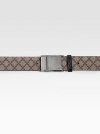 Diamante fabric with leather trim and rectangular buckle.Dark palladium hardwareAbout 1½ wideMade in Italy Diamante fabric with leather trim and rectangular buckle.Dark palladium hardwareAbout 1½ wideMade in Italy