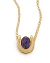 THE LOOKHorseshoe pendantDruzy accentGoldplated brass settingLobster closureTHE MEASUREMENTPendant length, about 1Length, about 17ORIGINMade in USA