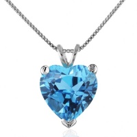 7.50 Carat Blue Topaz Heart Pendant in Sterling Silver with Chain 7.50 Carat Blue Topaz Heart Pendant in Sterling Silver with Chain