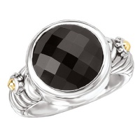 925 Silver & Round Checkerboard Onyx Ring with 18k Gold Accents- Sizes 6-8 925 Silver & Round Checkerboard Onyx Ring with 18k Gold Accents- Sizes 6-8