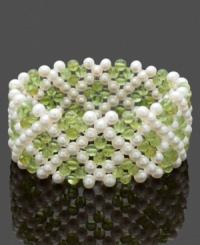 Cuff love. You'll simply flip for this trendy, yet elegant, style. Bracelet combines multiple rows of cultured freshwater pearls (4-5 mm) and stunning peridot beads (60 ct. t.w.). Bracelet stretches to fit wrist. Approximate length: 8 inches. Cuff love. You'll simply flip for this trendy, yet elegant, style. Bracelet combines multiple rows of cultured freshwater pearls (4-5 mm) and stunning peridot beads (60 ct. t.w.). Bracelet stretches to fit wrist. Approximate length: 8 inches.