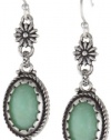 Lucky Brand Silver-Tone Green Double Drop Earrings
