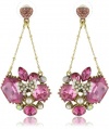 Betsey Johnson Iconic Fabulous Fuchsia Crystal Gem Chandelier Earrings
