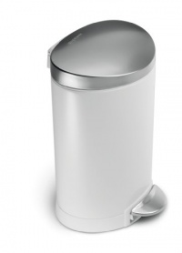 simplehuman 6-Liter /1.6-Gallon Mini Semi-Round Step Trash Can, White Steel simplehuman 6-Liter /1.6-Gallon Mini Semi-Round Step Trash Can, White Steel