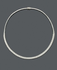 A classic collar necklace has never looked so chic! Dozens of glittering round-cut diamonds (4-1/6 ct. t.w.) dust the surface of Effy Collection's sparkling style. Crafted in 14k white gold. Approximate length: 16 inches. A classic collar necklace has never looked so chic! Dozens of glittering round-cut diamonds (4-1/6 ct. t.w.) dust the surface of Effy Collection's sparkling style. Crafted in 14k white gold. Approximate length: 16 inches.
