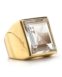 Already a classic. This crystal topped ring from Michael Kors works an effortless glamor, plated in gold and topped with an oversized stone. Already a classic. This crystal topped ring from Michael Kors works an effortless glamor, plated in gold and topped with an oversized stone.