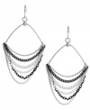 Add a little swag to your step. Kenneth Cole New York's chic chain earrings feature a half-moon silhouette in silver and hematite tone mixed metal. Approximate drop: 2-1/2 inches.