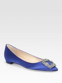 Jewel-ornamented classic silhouette of silky-smooth satin for a luxe effect. Satin and jewel-embellished upperPoint toeLeather lining and solePadded insoleMade in ItalyOUR FIT MODEL RECOMMENDS ordering one half size up as this style runs small. Jewel-ornamented classic silhouette of silky-smooth satin for a luxe effect. Satin and jewel-embellished upperPoint toeLeather lining and solePadded insoleMade in ItalyOUR FIT MODEL RECOMMENDS ordering one half size up as this style runs small.