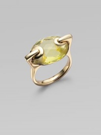 From the Lollidrops Collection. A modern take on the cocktail ring, offering a large oval of faceted quartz in a grommeted setting of 18k yellow gold. Lemon quartz 18k yellow gold Length, about 1 Made in USA