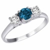 14K Gold Round 3 Stone Blue Diamond and White Diamond Ring (1 cttw)