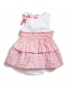 GUESS Two-Tiered Romper with Smocking, PINK (3/6M)