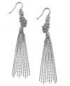 Get all tied up in knots. Alfani's wispy drop earrings feature silver tone mixed metal chains on earwire. Approximate drop: 2-1/2 inches.