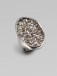 A pool of sparkling Swarovski crystals in an over-sized oval shape that truely makes a statement. Swarvoski crystalsRutheniumWidth, about 1½Imported A pool of sparkling Swarovski crystals in an over-sized oval shape that truely makes a statement. Swarvoski crystalsRutheniumWidth, about 1½Imported
