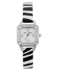Show your stripes with this chic zebra print watch from Betsey Johnson. Show your stripes with this chic zebra print watch from Betsey Johnson.