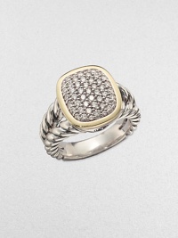 From the Noblesse Collection. Dazzling, pavé diamonds set in sleek sterling silver accented with radiant 18k gold on a cabled, double shank. Diamonds, .68 tcwSterling sterling18k goldWidth, about .55 Imported From the Noblesse Collection. Dazzling, pavé diamonds set in sleek sterling silver accented with radiant 18k gold on a cabled, double shank. Diamonds, .68 tcwSterling sterling18k goldWidth, about .55 Imported