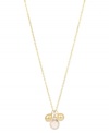 Truly effervescent. This bubbly pendant features a cluster of pink cultured freshwater pearls (7-9 mm) and shimmering rose quartz (6-1/3 ct. t.w.). A delicate 18k gold over sterling silver chain holds the look together. Approximate length: 16 inches. Approximate drop: 1 inch.