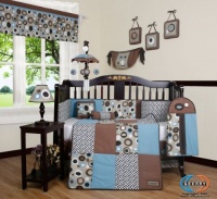 Boutique Blue Brown Scribble 13PCS CRIB BEDDING SET Boutique Blue Brown Scribble 13PCS CRIB BEDDING SET