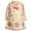 Size-18M BNJ-8099X 2-Piece PINK IVORY SEQUIN BEADED SNOWFLAKE BORDER SWEATER-KNIT JUMPER Holiday Party Dress Set,X18099 Bonnie Jean BABY/INFANT