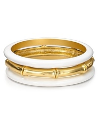 Inject effortless eclecticism into your look with this bracelet trio from T Tahari. With contrasting resin and gold tones, this set lends itself to stylish stacking. Inject effortless eclecticism into your look with this bracelet trio from T Tahari. With contrasting resin and gold tones, this set lends itself to stylish stacking.