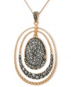 Add some glitter and glam to your look. Genevieve & Grace's pretty graduated oval drop pendant features sparkling marcasite in 18k rose gold over sterling silver. Approximate length: 18 inches. Approximate drop: 1-11/16 inches.