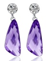 Arco Iris Wing Drop Swarovski Elements Crystal and Cubic Zirconia Earrings Tanzanite Purple - 1060801