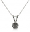 14k White Gold Black Diamond Solitaire Pendant (1/4 cttw)