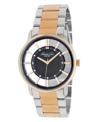 Modern style with nothing to hide: this Kenneth Cole New York watch features a transparent dial and rose-gold accents. Modern style with nothing to hide: this Kenneth Cole New York watch features a transparent dial and rose-gold accents.