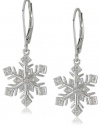 XPY Sterling Silver Snowflake Diamond Earrings (.07 cttw, I-J Color, I2-I3 Clarity)