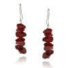 Sterling Silver Red Genuine Sea Bamboo Coral Chip Earrings